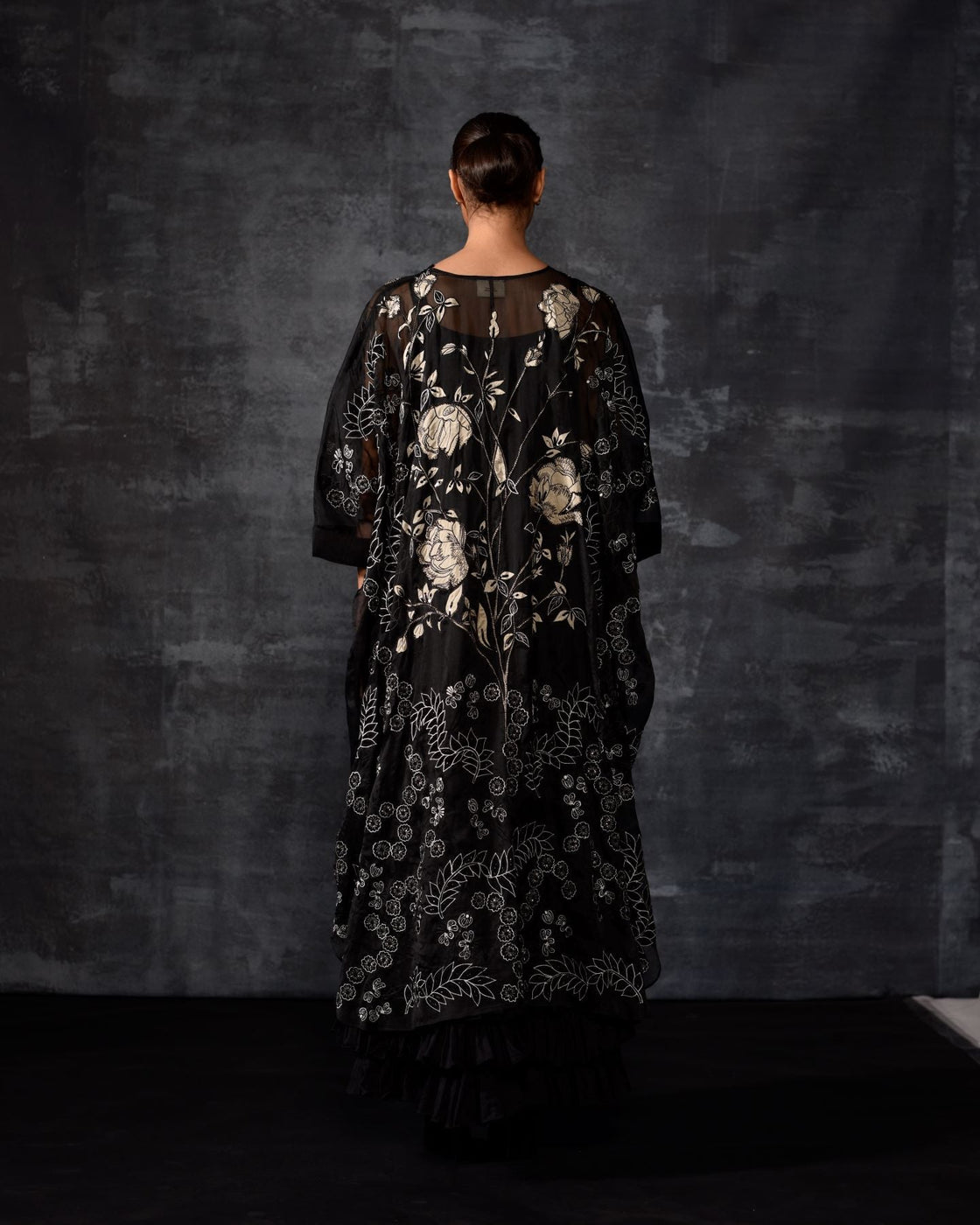 The 'Moonlit Bloom' Embroidered Kaftan Set - samantchauhan Apparel & Accessories