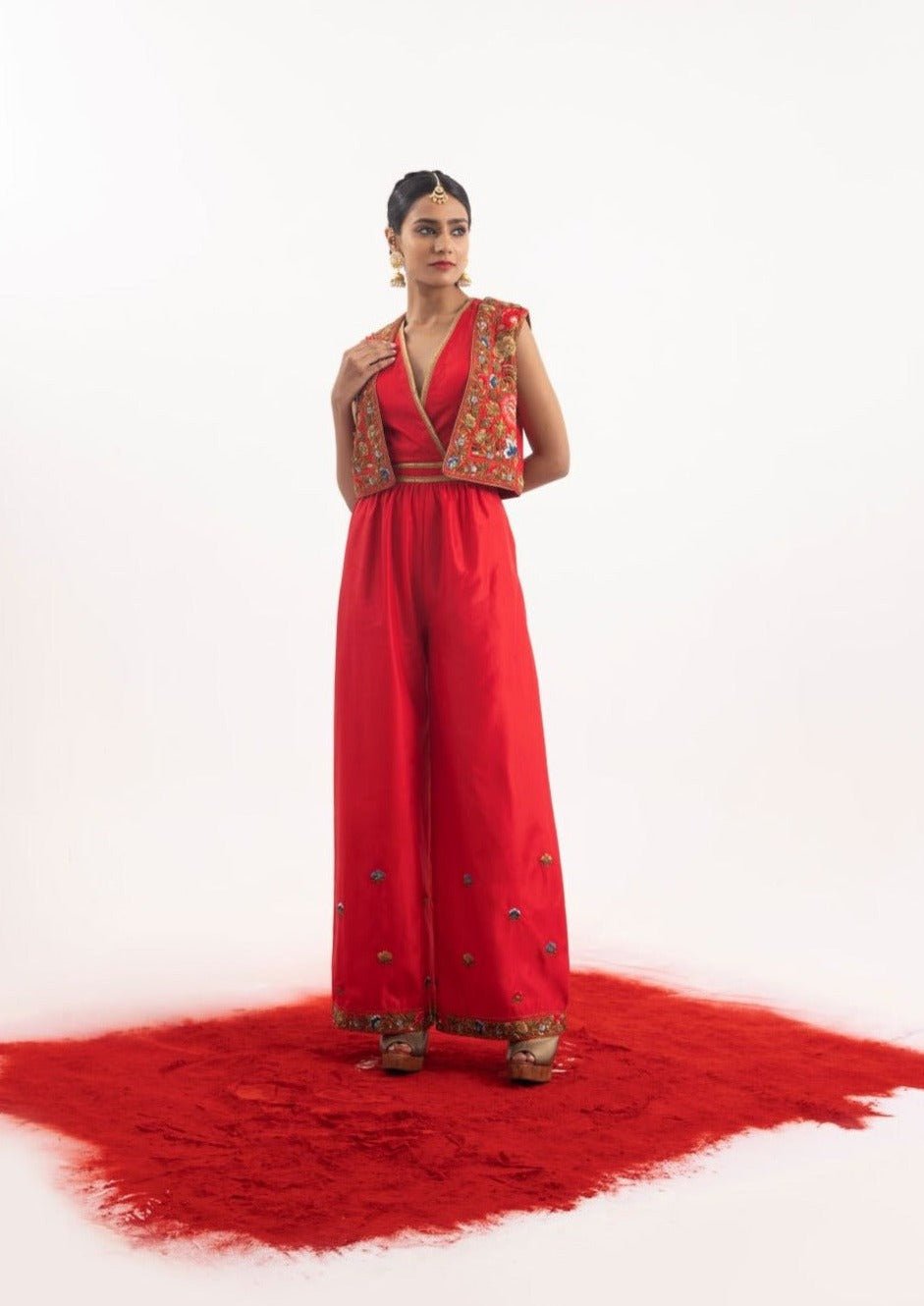 Trendy 2 - piece red jumpsuit - samantchauhan Apparel & Accessories