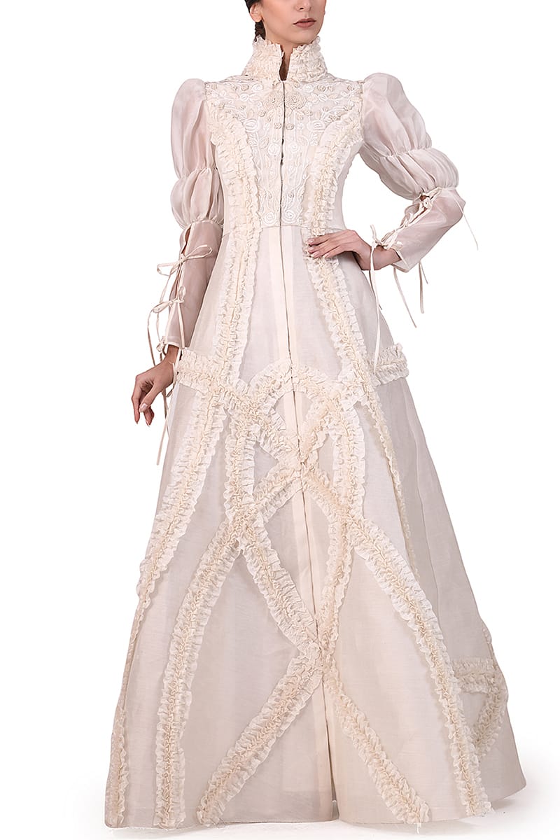 High-collared Jacket Gown - samantchauhan