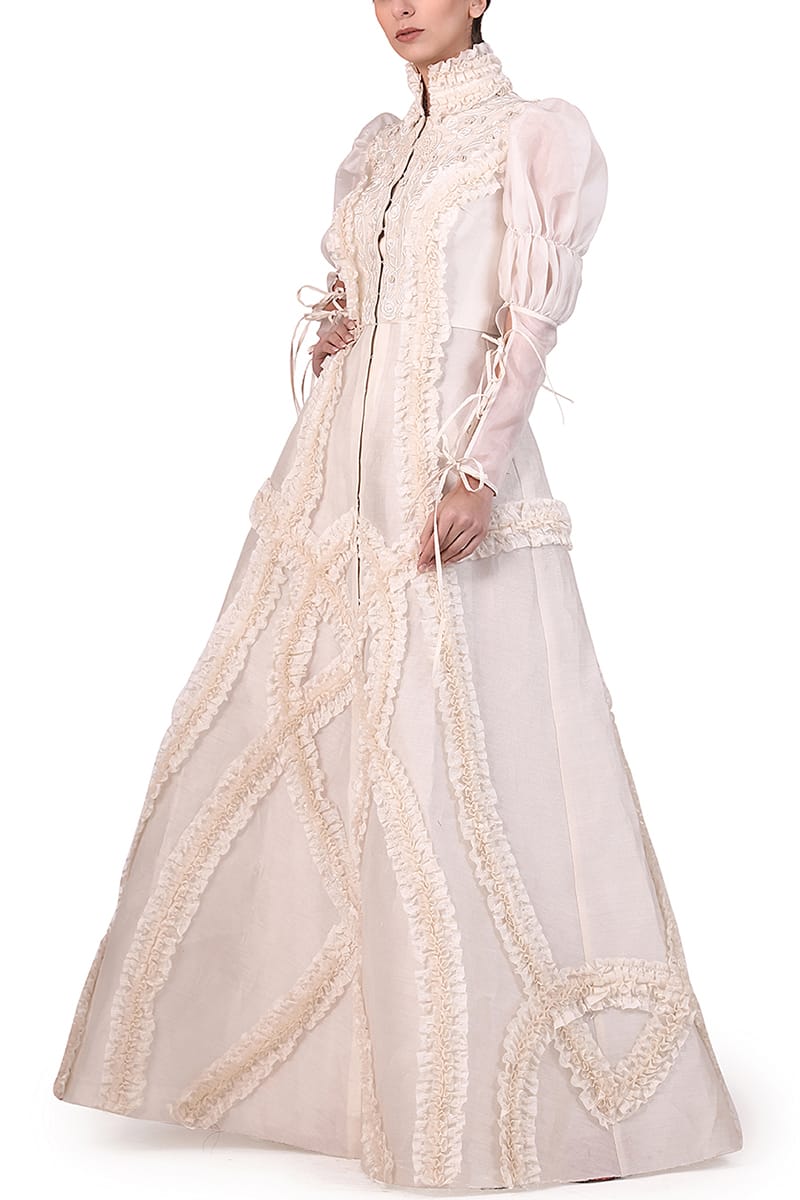 High-collared Jacket Gown - samantchauhan