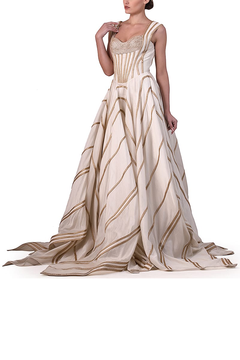 Fit & flare Corset Embroidered Gown - samantchauhan