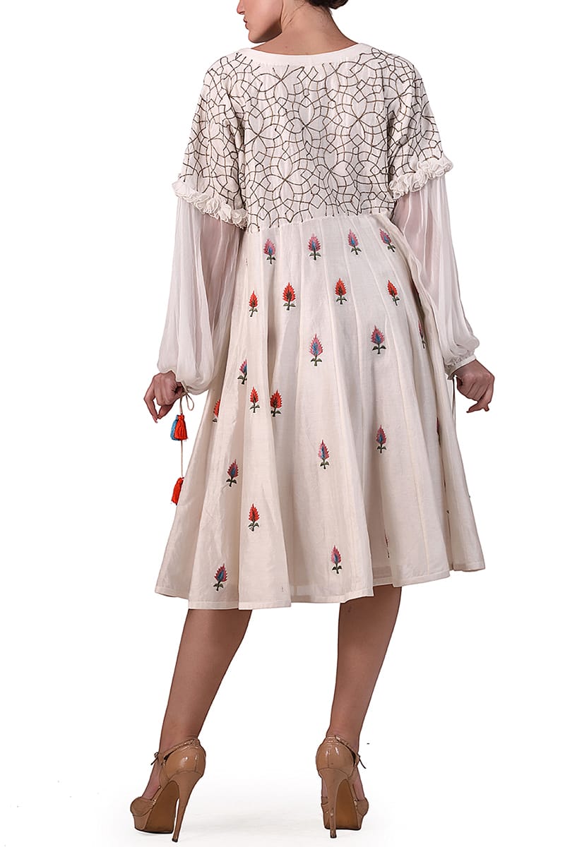 Geometric & Floral Embroidered Dress - samantchauhan