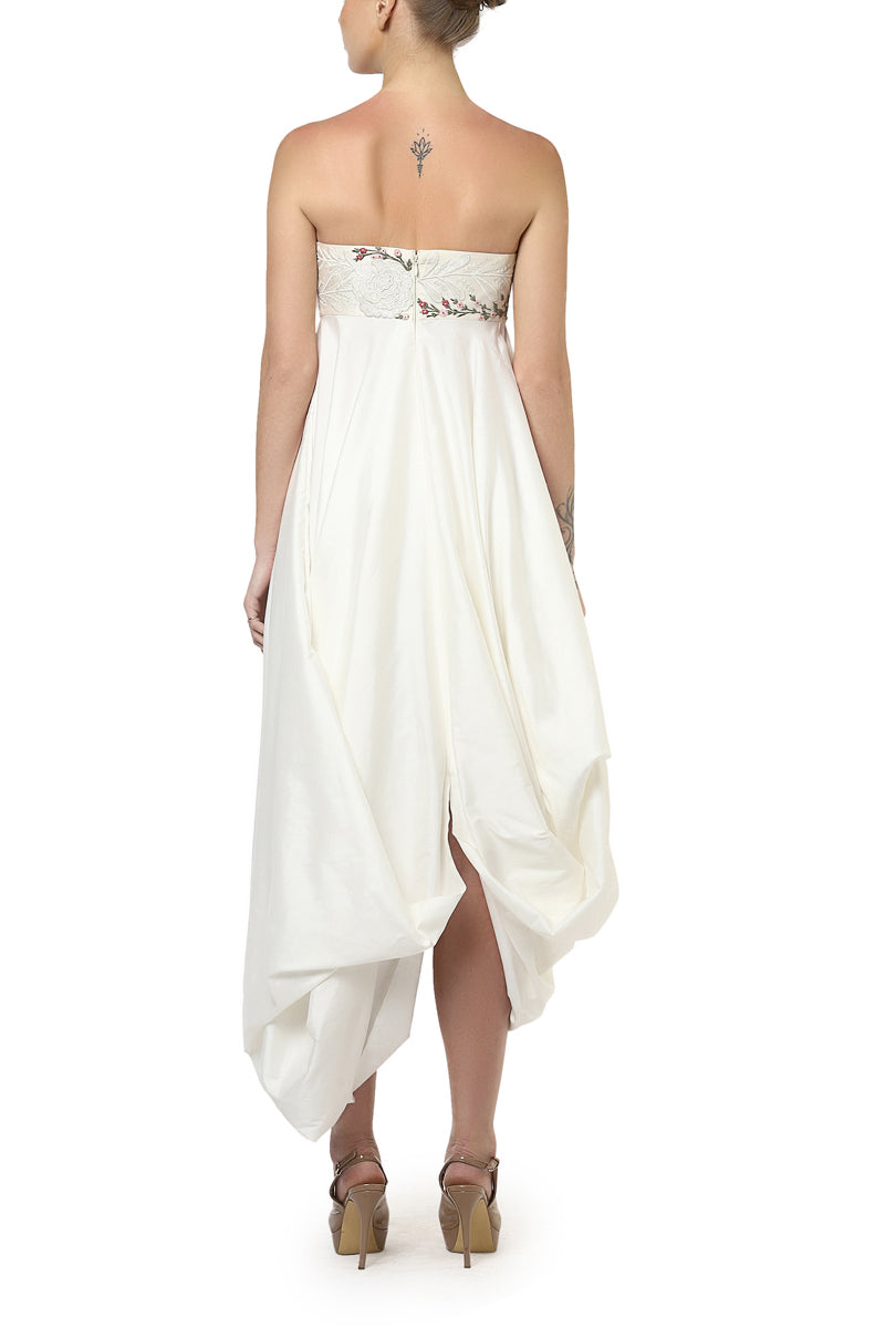 Embroidered Draped Dress & Long Jacket