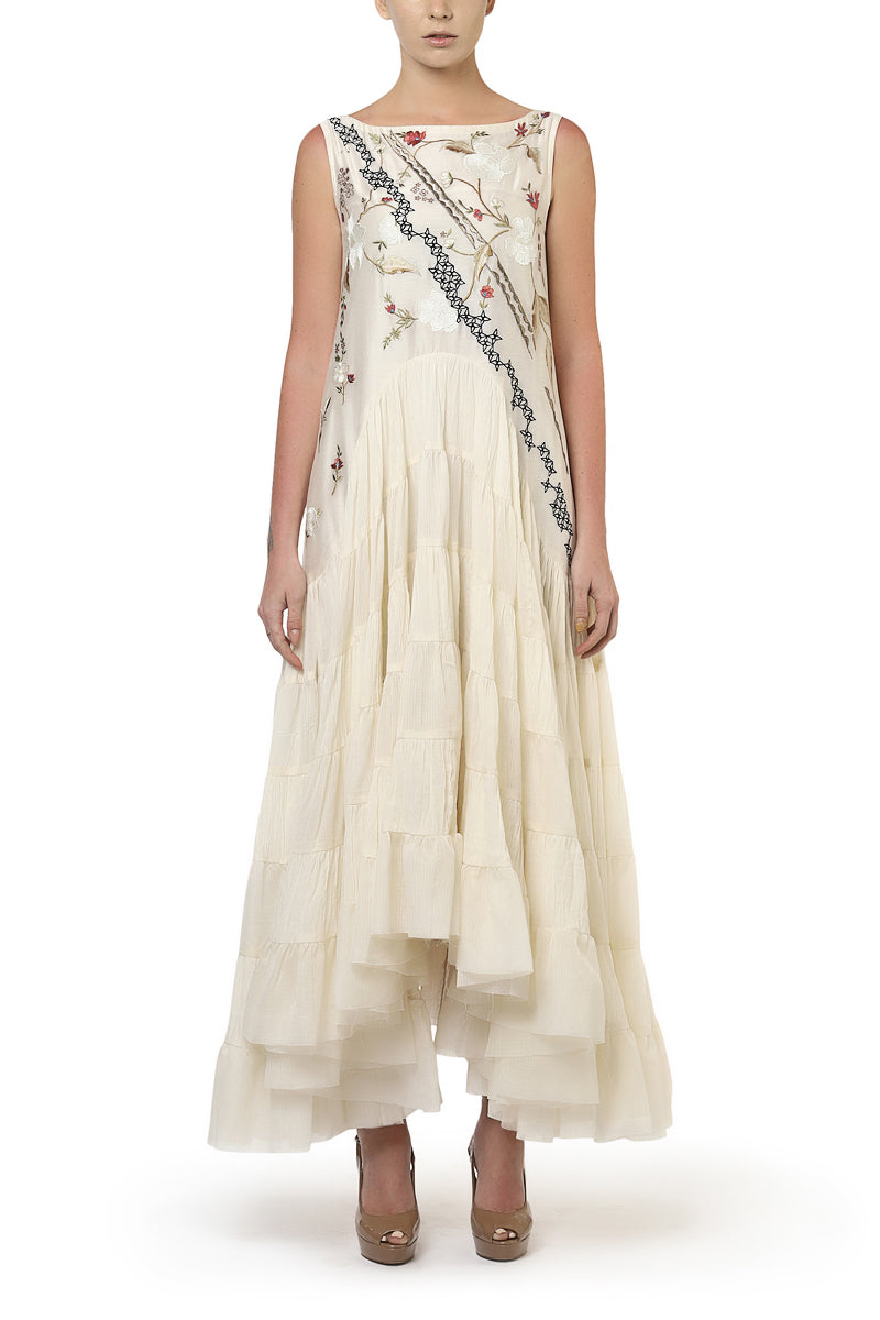 Embroidered Tiered Dress & Long Jacket - samantchauhan