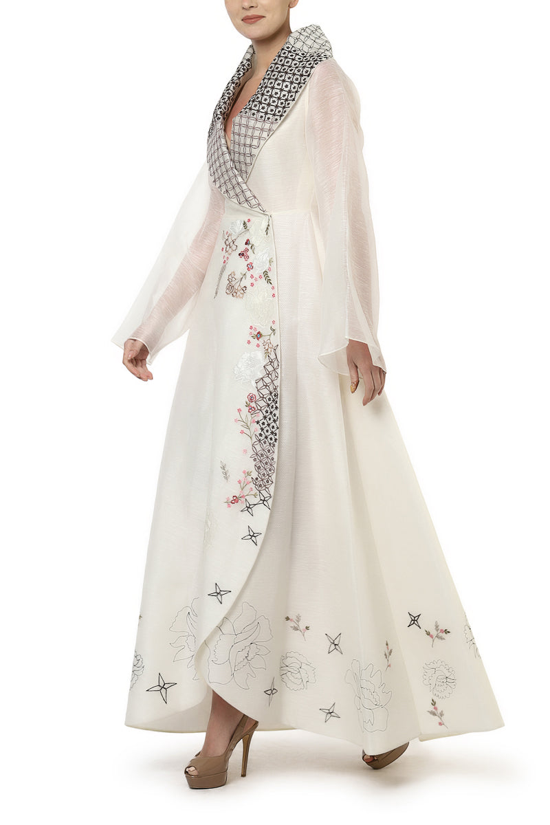 Overlap Front-Opening Jacket Gown