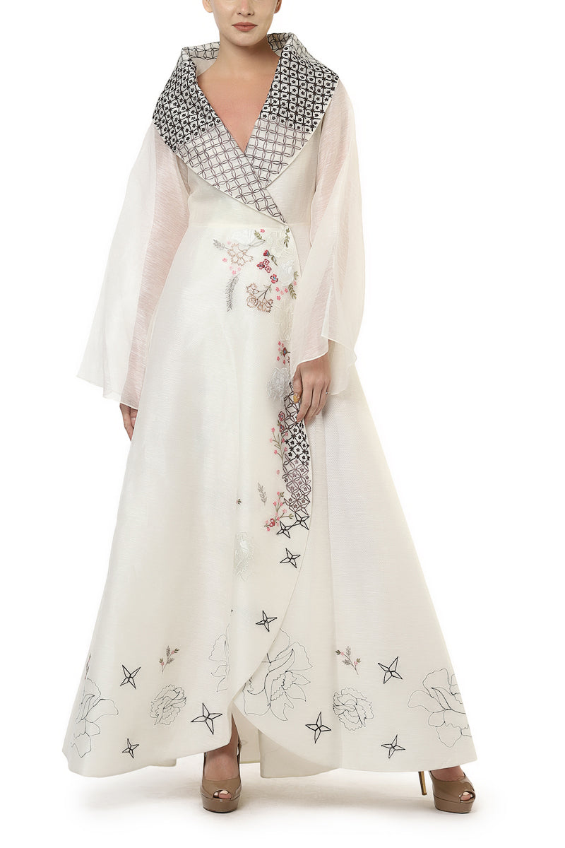 Overlap Front-Opening Jacket Gown