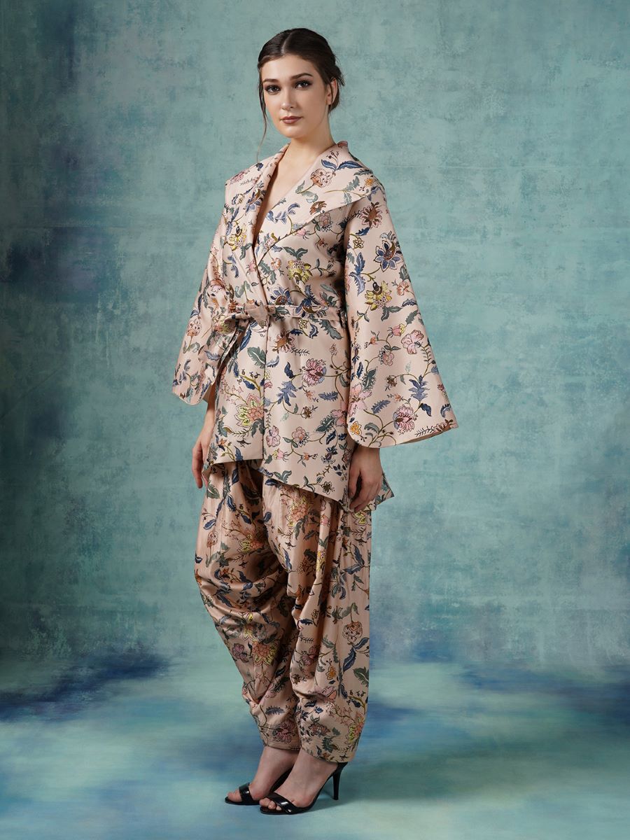 A cotton printed silk jacket with dhoti pants - samantchauhan Apparel & Accessories