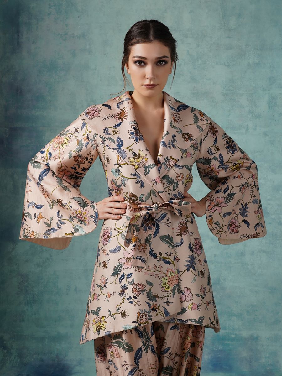 A cotton printed silk jacket with dhoti pants - samantchauhan Apparel & Accessories