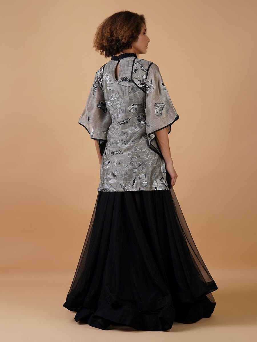 A floor length dress that is made in linen silk from top till the knees - samantchauhan Apparel & Accessories