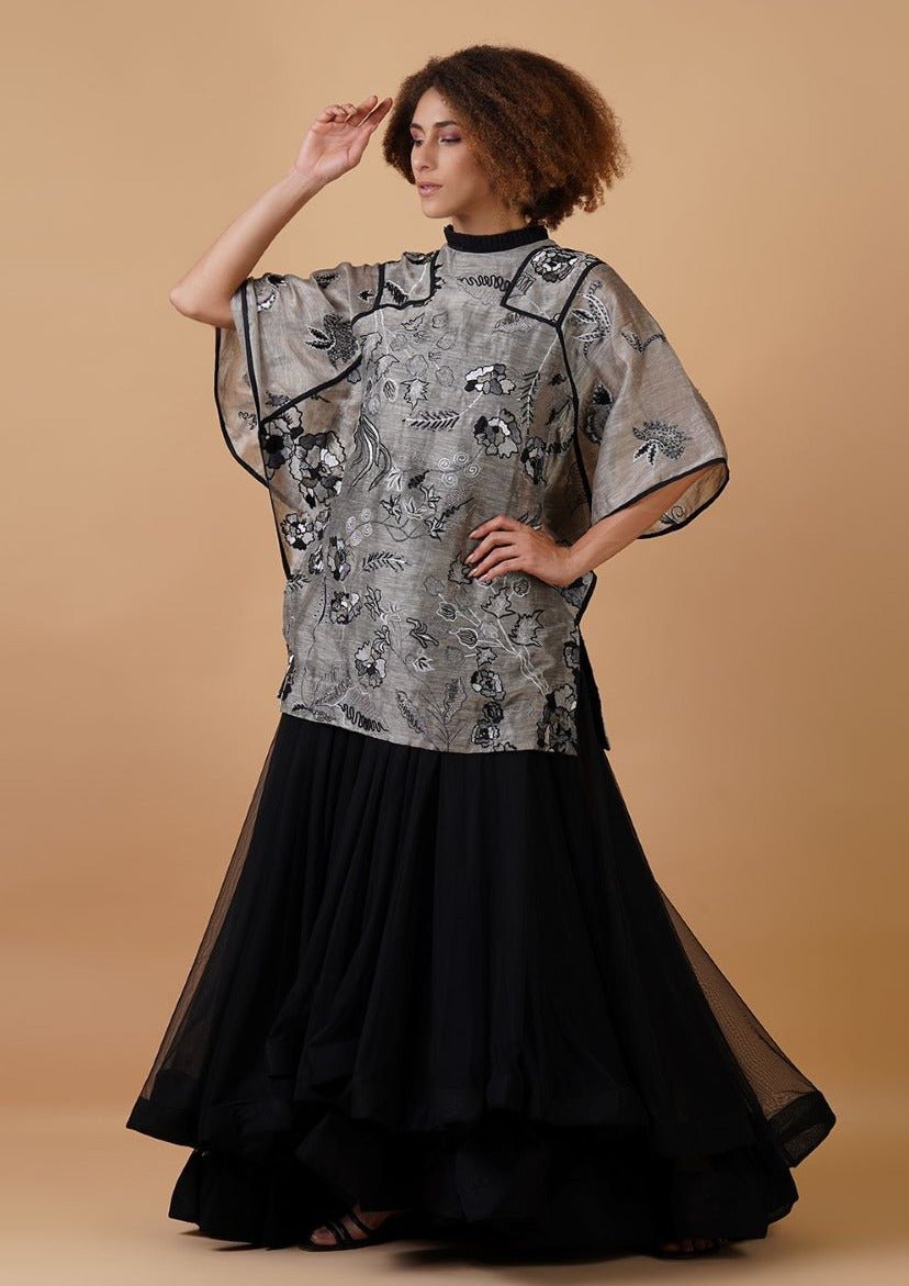 A floor length dress that is made in linen silk from top till the knees - samantchauhan Apparel & Accessories