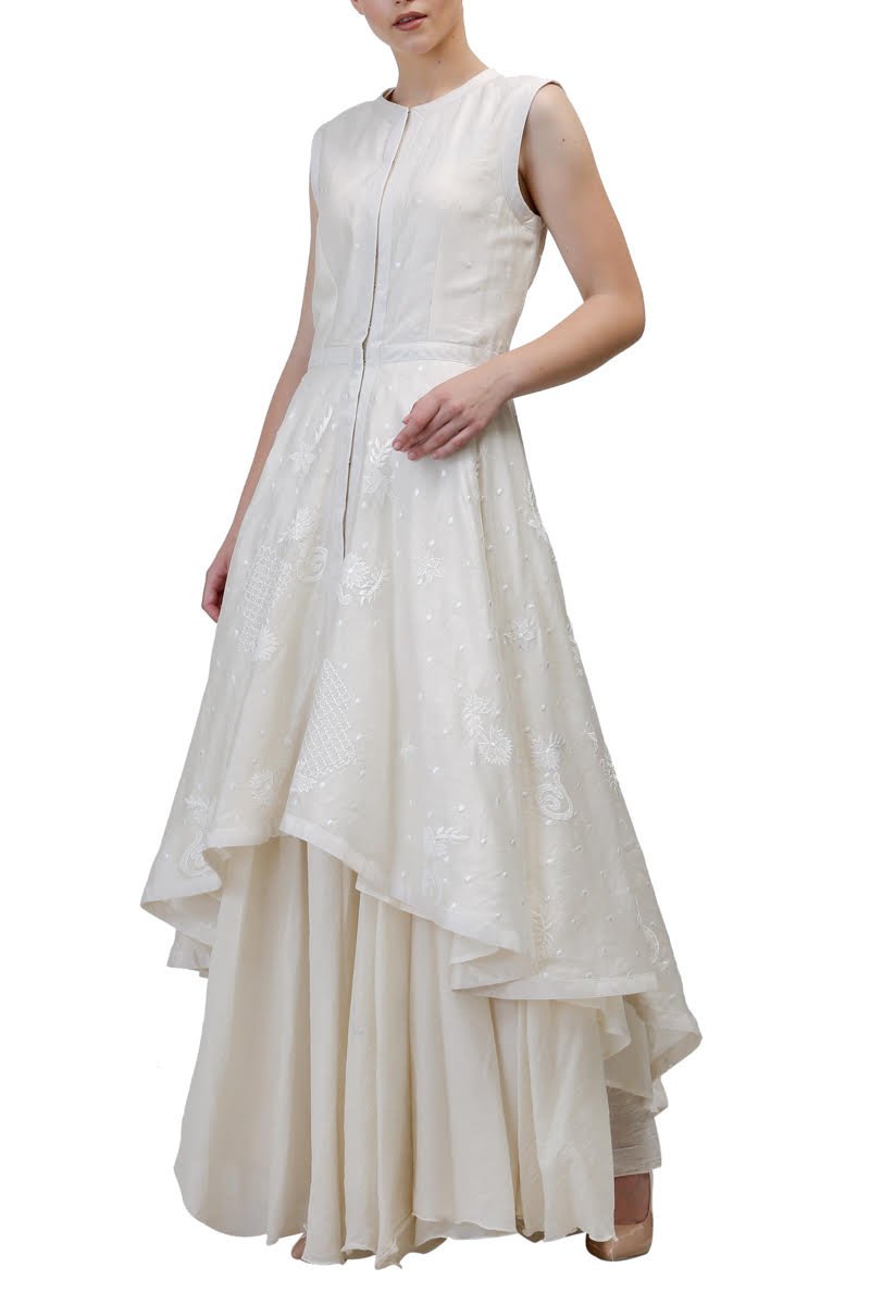 A high - low cotton silk Kurta with a cotton inner dress - samantchauhan
