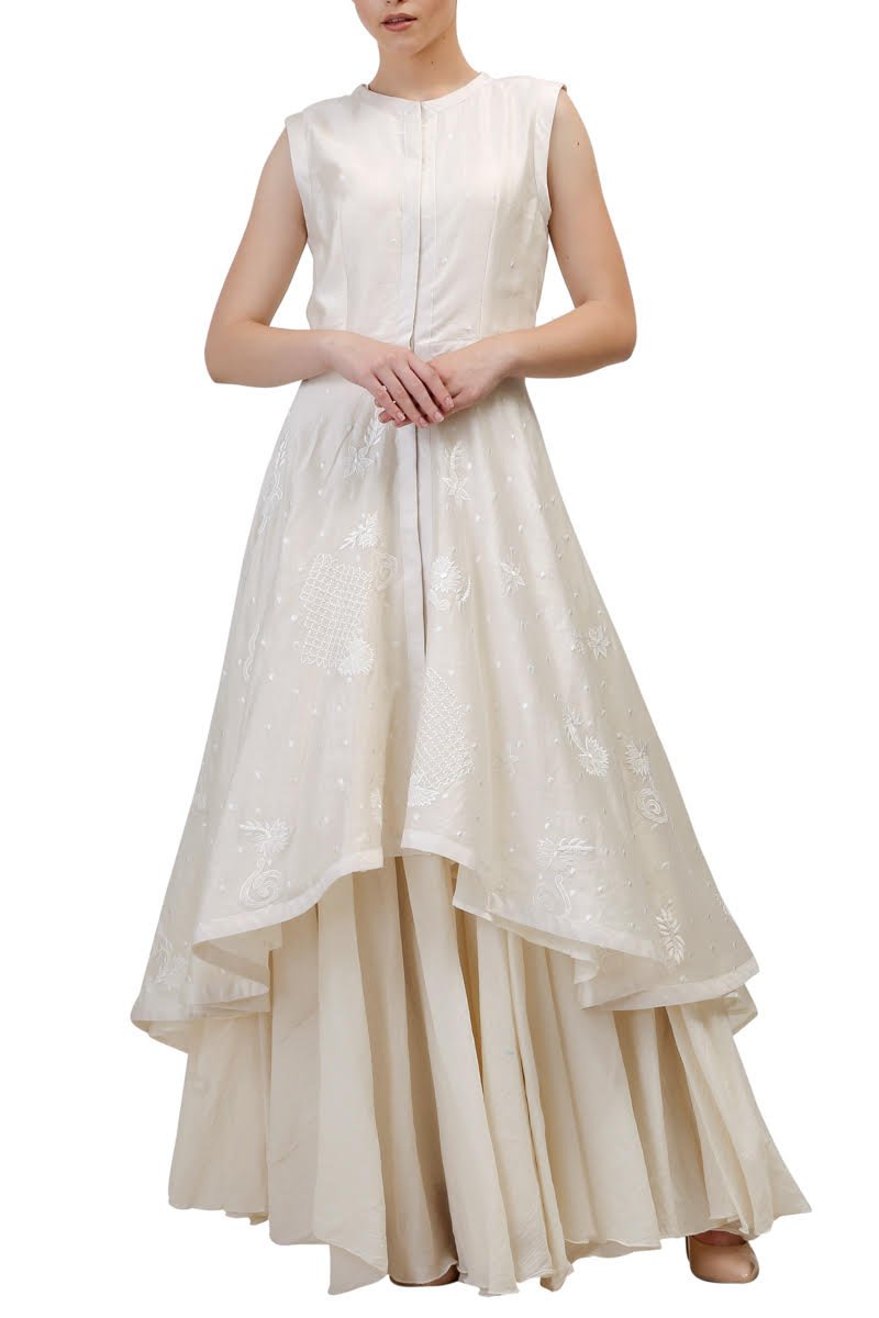 A high - low cotton silk Kurta with a cotton inner dress - samantchauhan