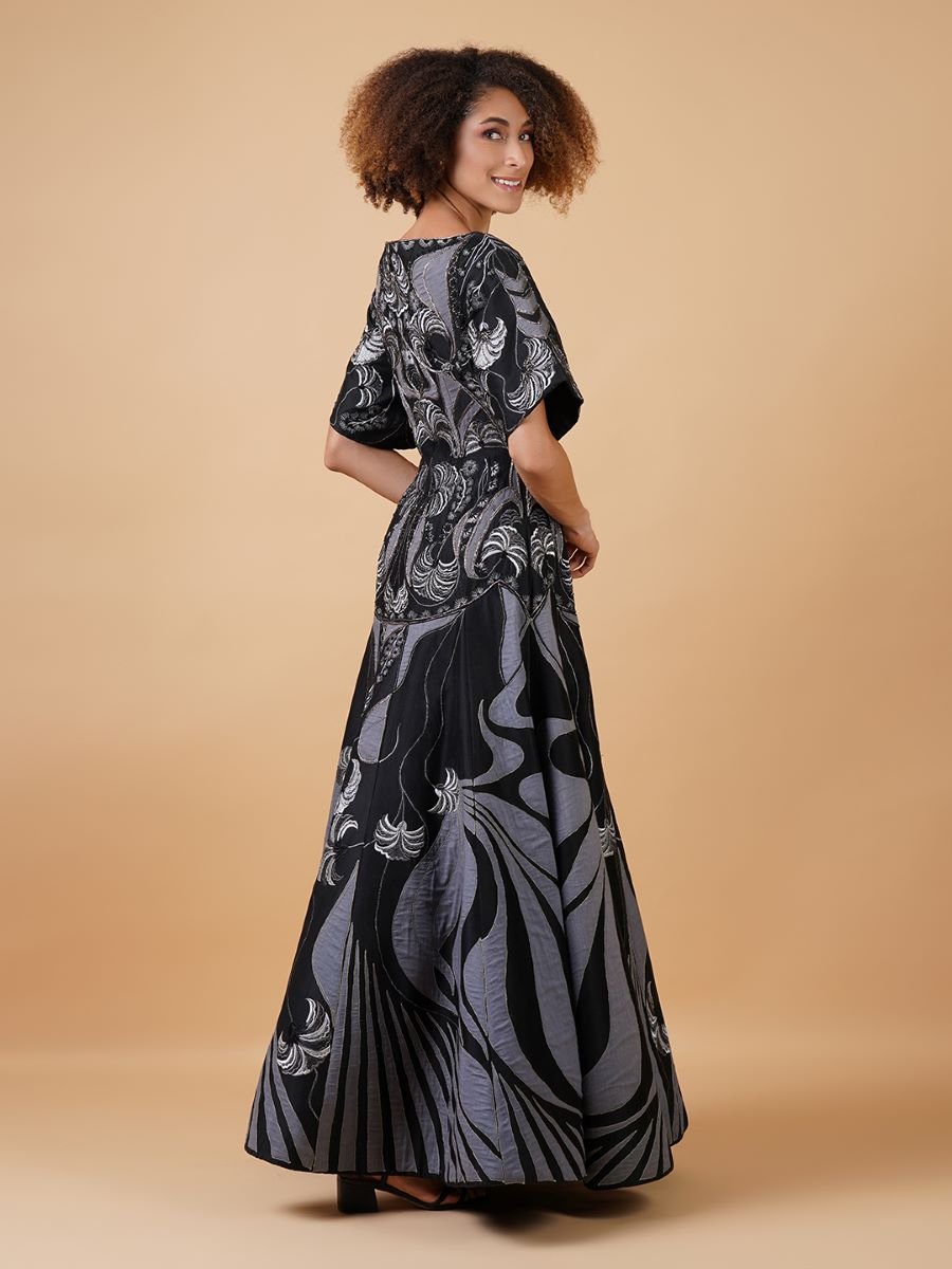 A long cotton silk dress that is adorned with appliqué work - samantchauhan Apparel & Accessories