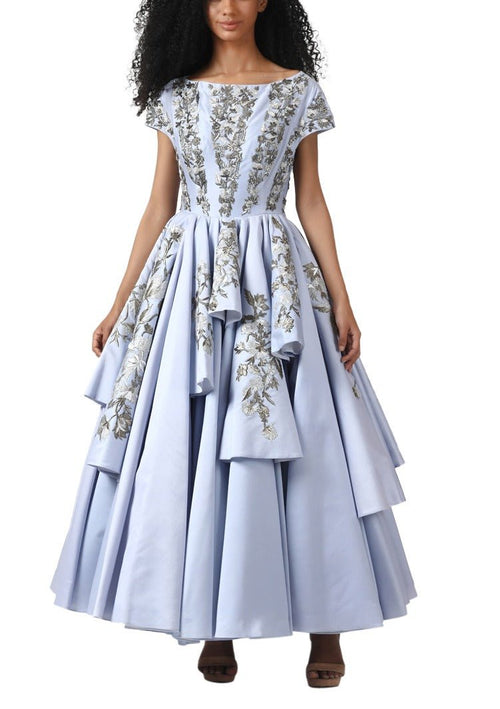 Asymmetrical pleated gown - samantchauhan