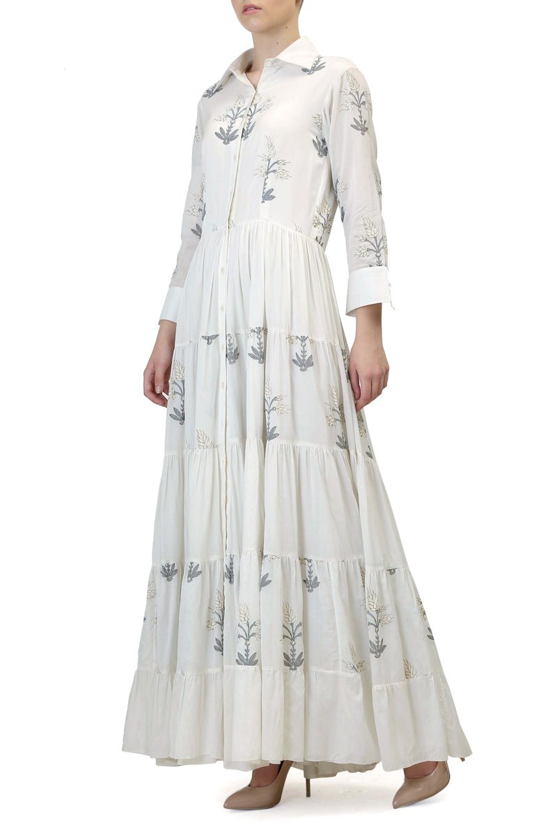 Block Printed Tiered Dress - samantchauhan