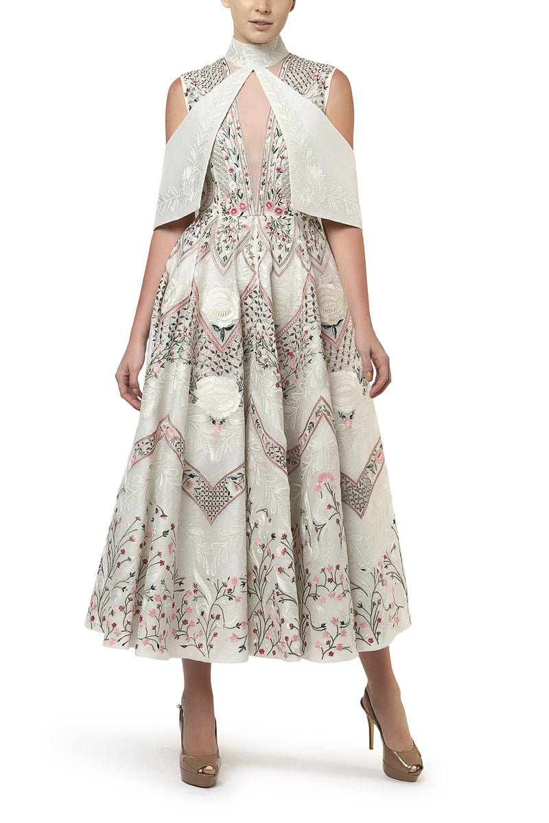 Collar Detailing Fit & Flare Gown - samantchauhan