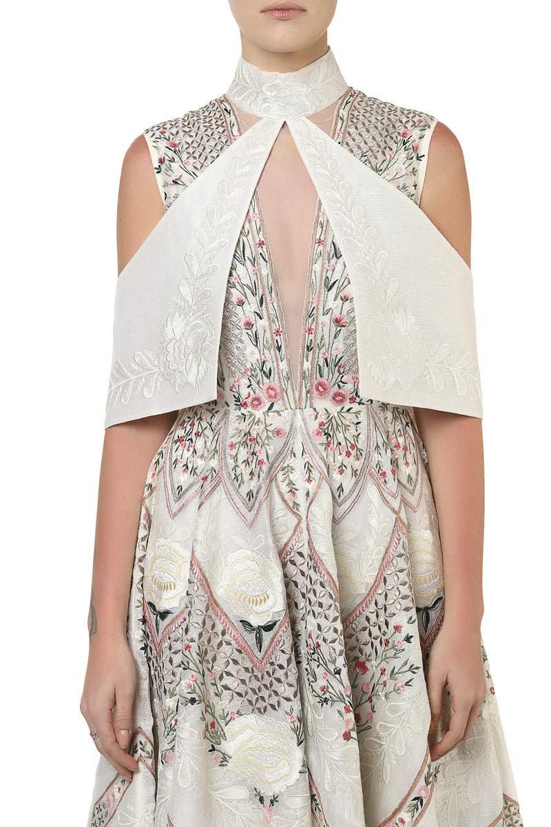 Collar Detailing Fit & Flare Gown - samantchauhan