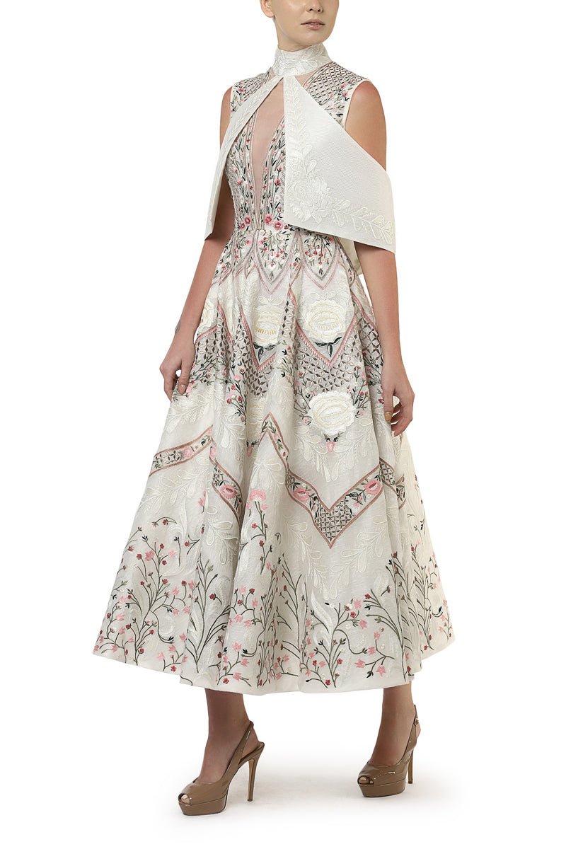 Collar Detailing Fit & Flare Gown - samantchauhan