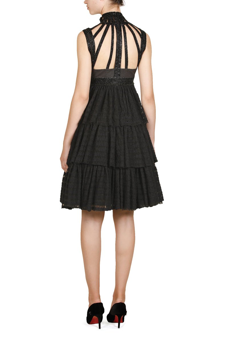 Collared Corset Tiered Dress - samantchauhan