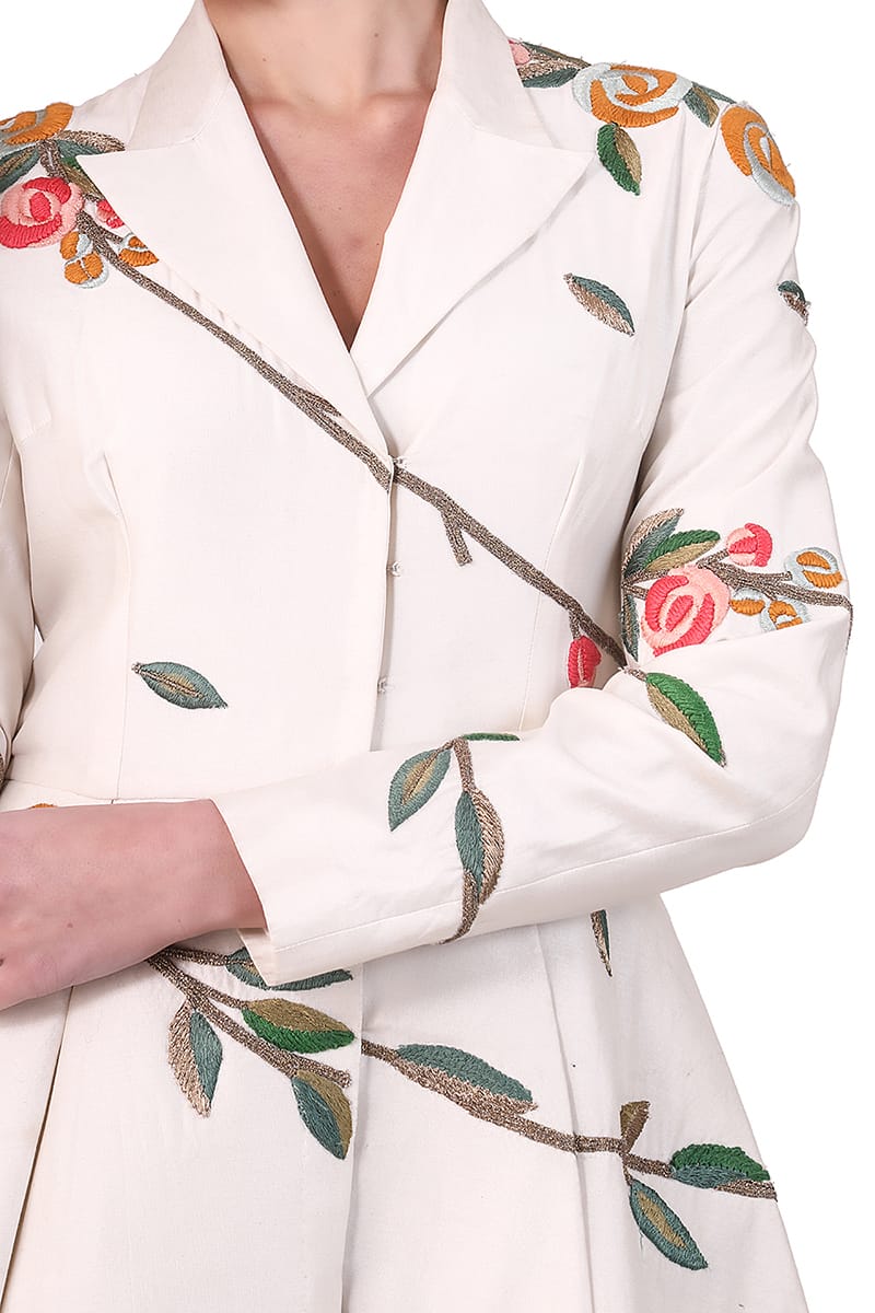 Collared Embroidered Jacket Gown - samantchauhan