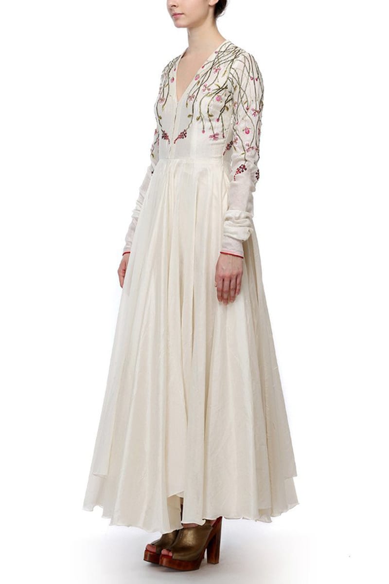 Cotton silk Ankle - Length Embroidered Dress - samantchauhan