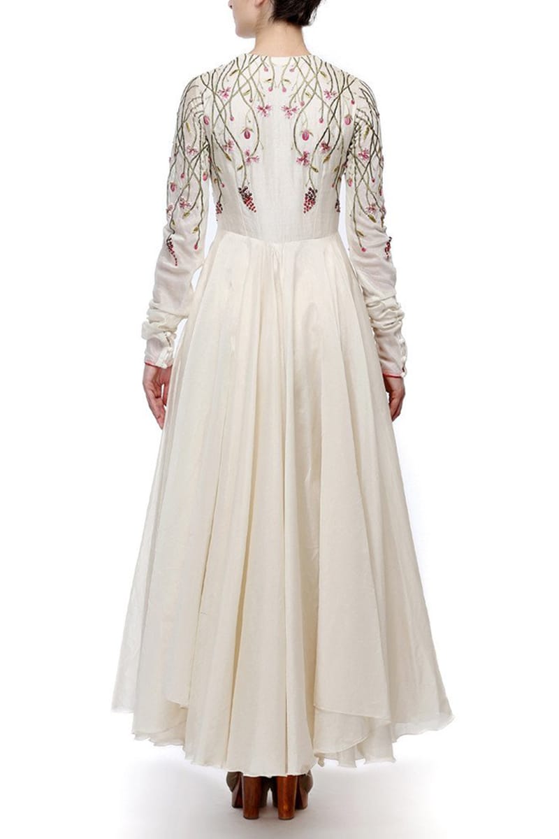Cotton silk Ankle - Length Embroidered Dress - samantchauhan