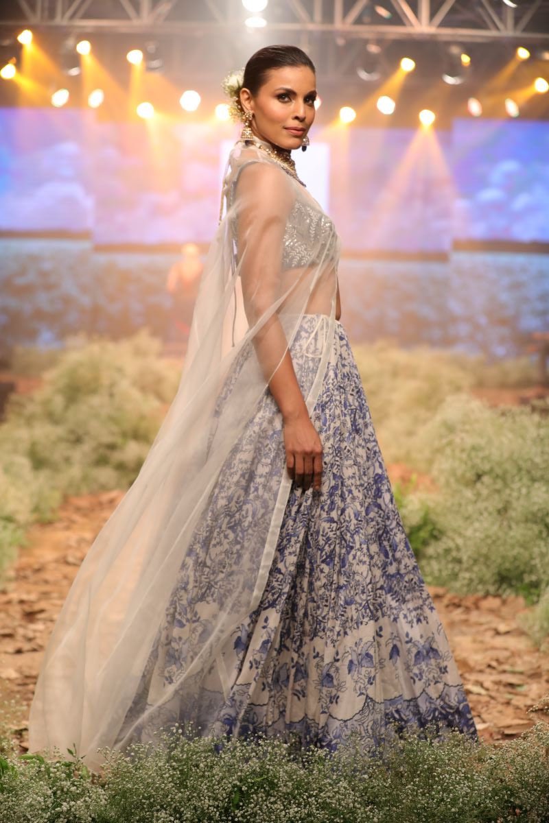 Cotton Silk lehenga set showcasing digital prints - samantchauhan Apparel & Accessories