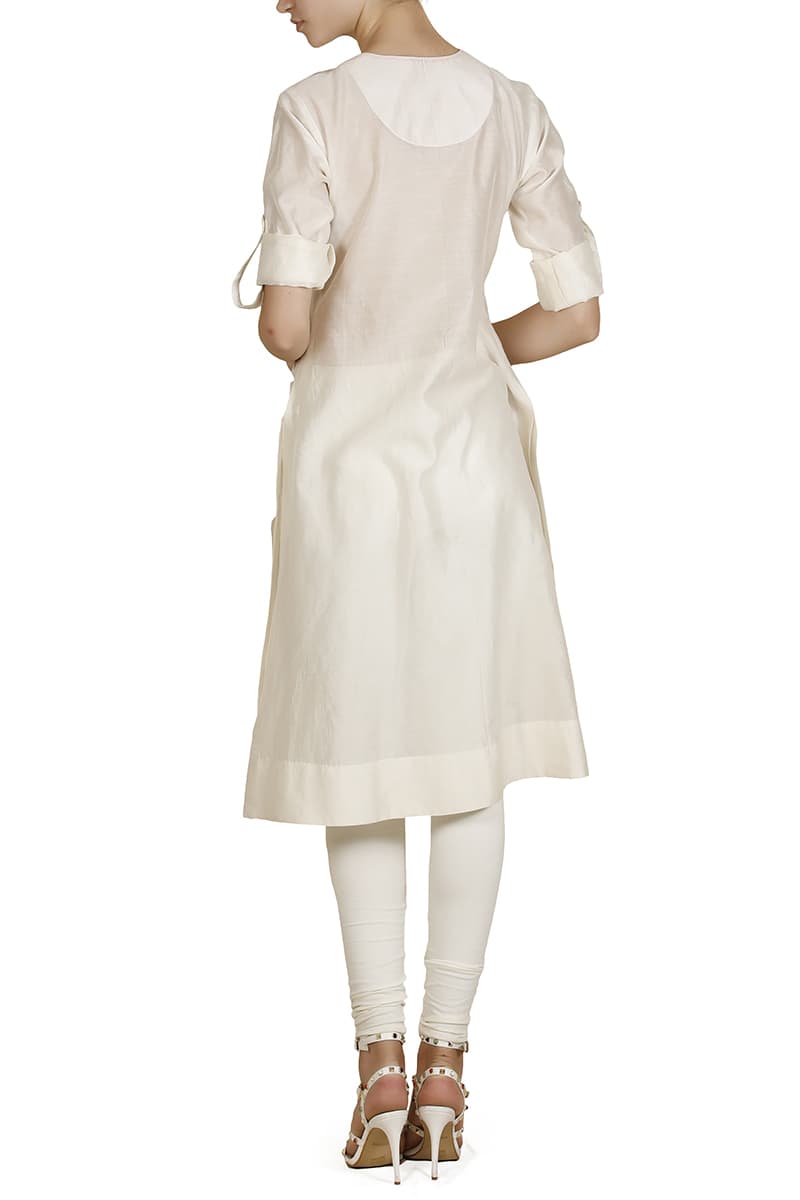 Curved Hemline Embroidered Kurta - samantchauhan
