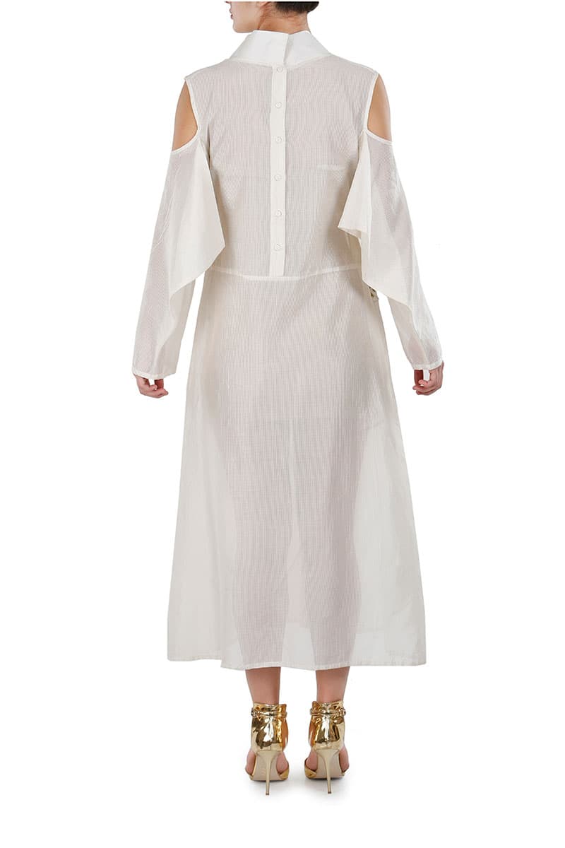 Dropped - waistline Embroidered Dress - samantchauhan