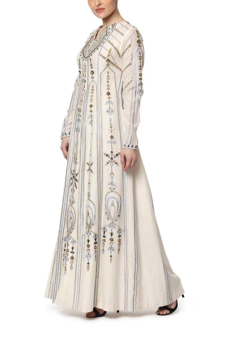 Embroidered A Line Jacket Dress - samantchauhan