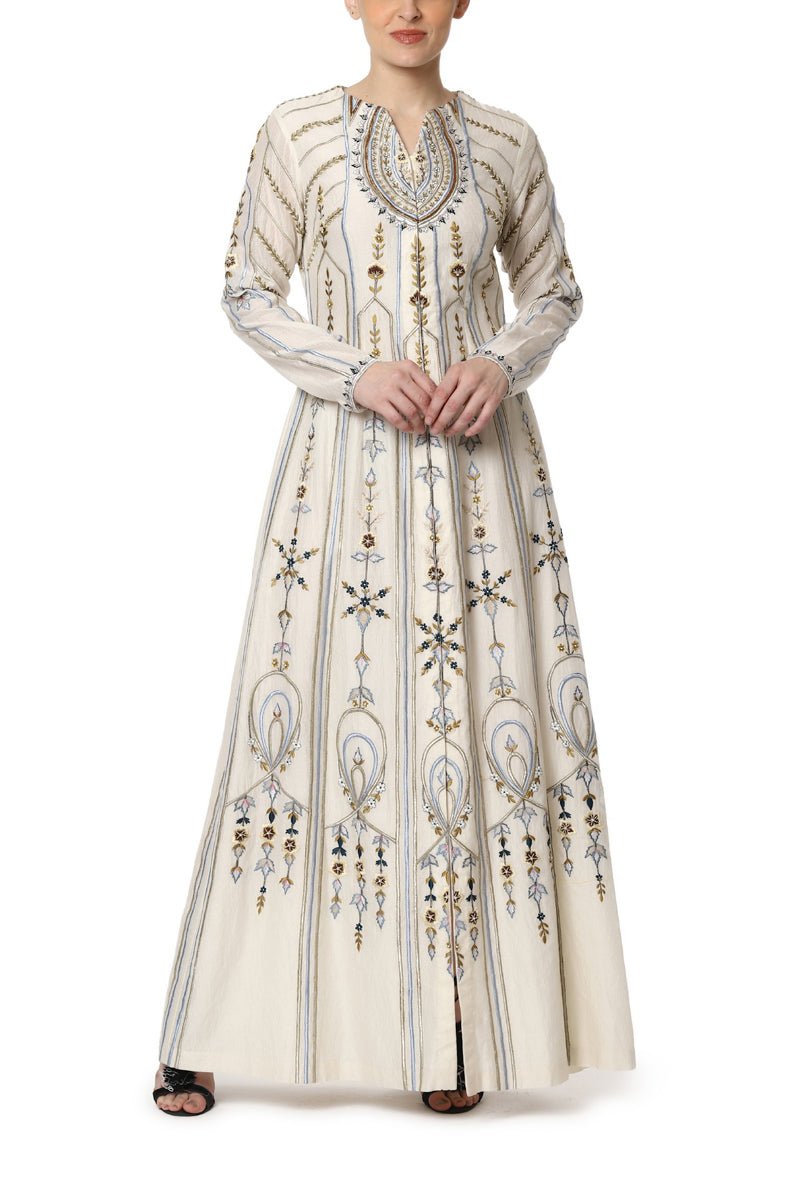 Embroidered A Line Jacket Dress - samantchauhan