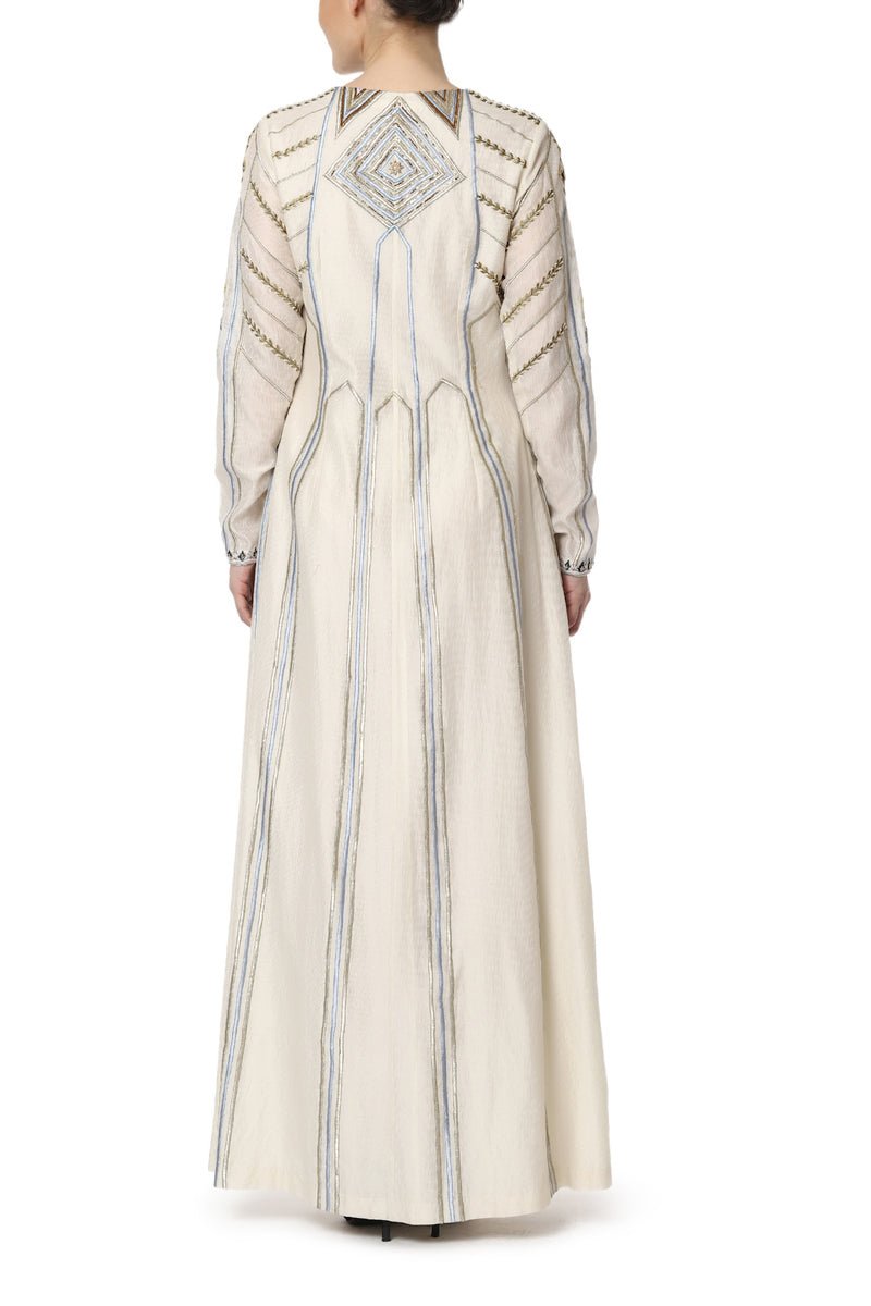 Embroidered A Line Jacket Dress - samantchauhan