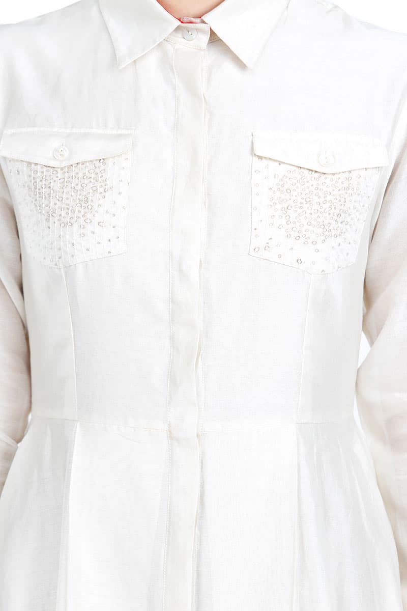 Embroidered Asymmetric Pocket - detailed Dress - samantchauhan