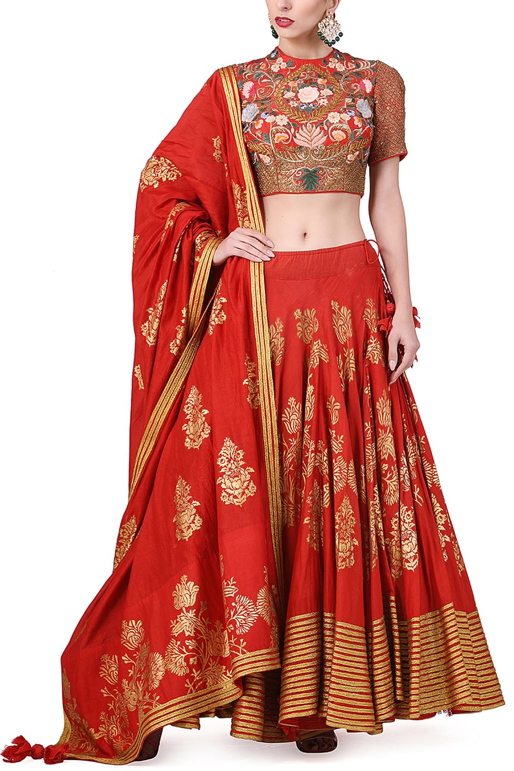 Embroidered & Block Printed Lehenga set - samantchauhan