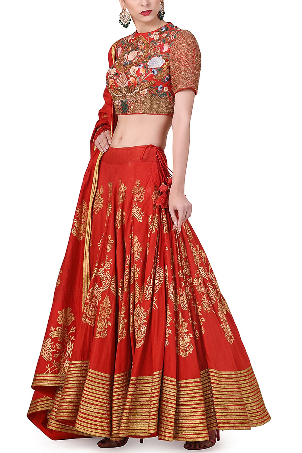 Embroidered & Block Printed Lehenga set - samantchauhan