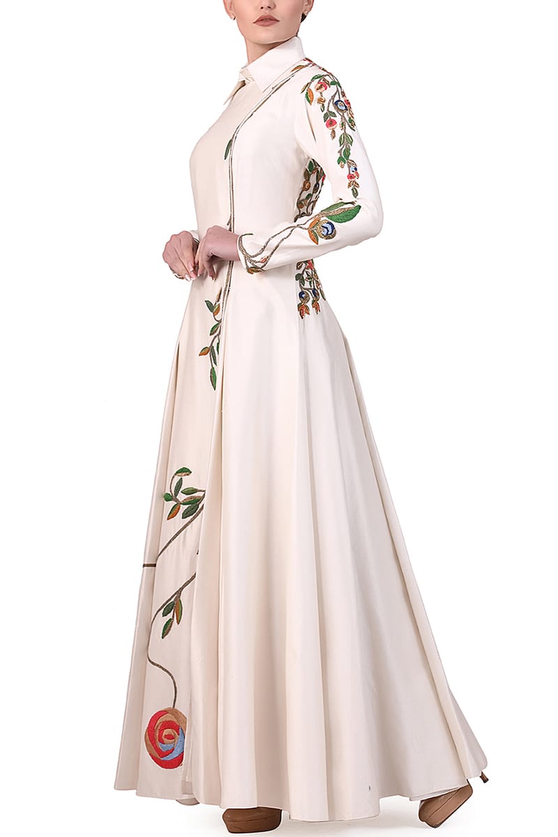 Embroidered Collared Gown - samantchauhan
