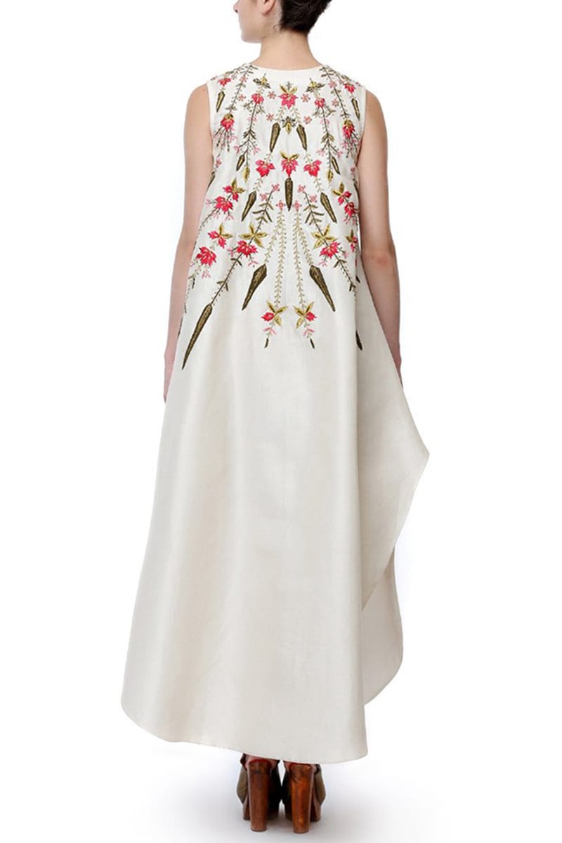 Embroidered Curved Hemline Dress - samantchauhan