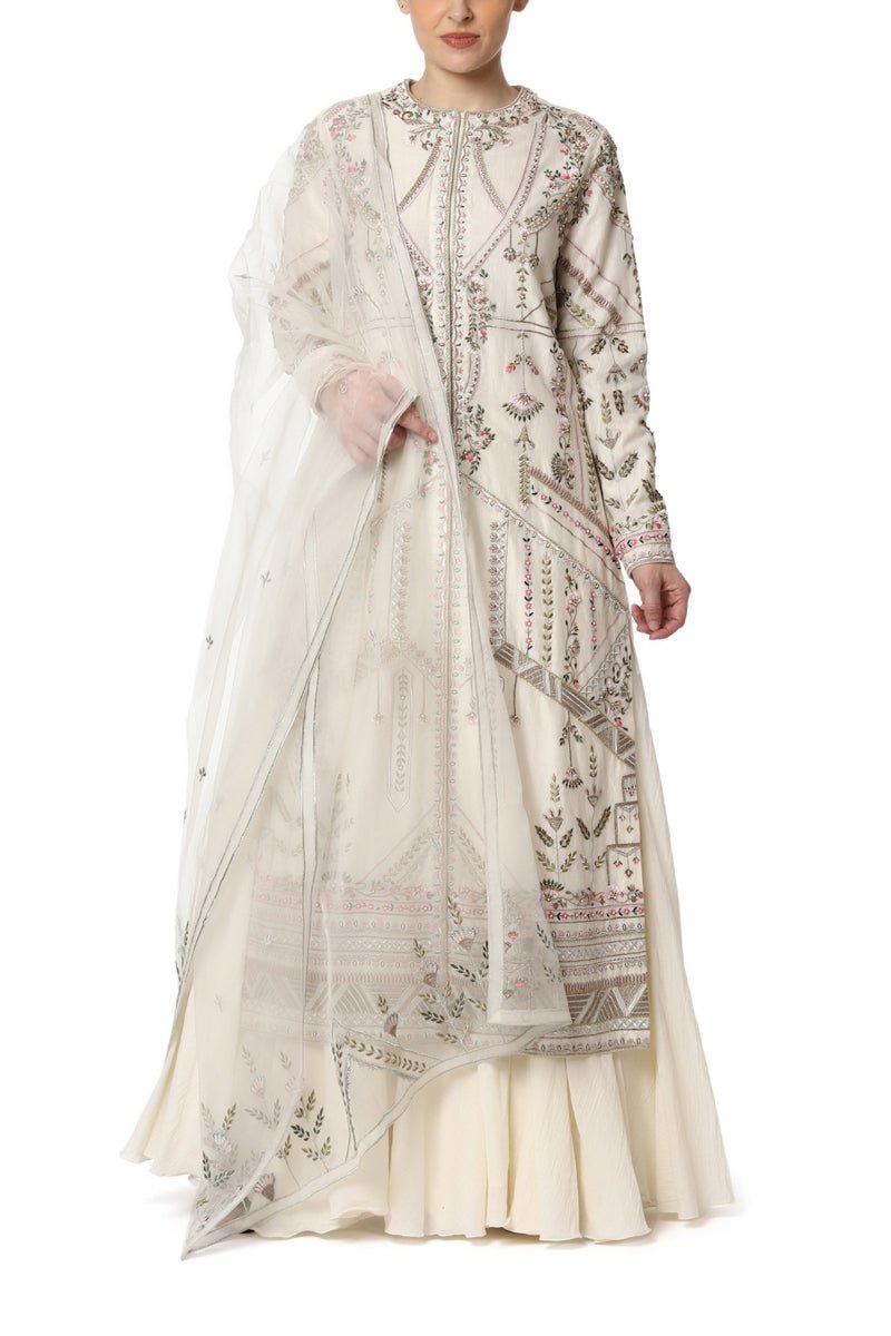 Embroidered Front Open Kurta with Slip Dress - samantchauhan