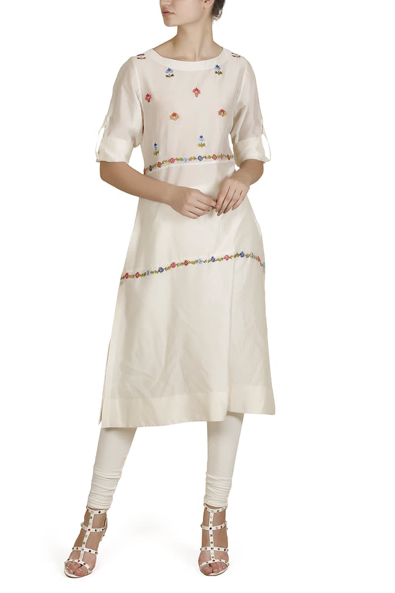 Embroidered Panelled Kurta - samantchauhan