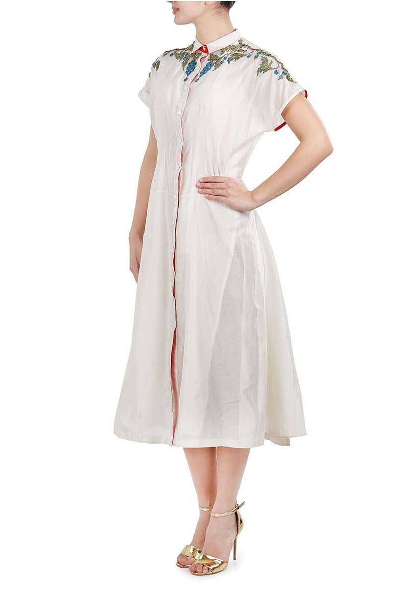 Embroidered Shirt Dress - samantchauhan
