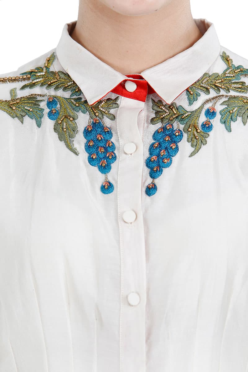 Embroidered Shirt Dress - samantchauhan