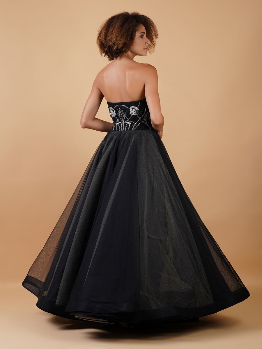 Featured here is a black princess cotton silk and net gown - samantchauhan Apparel & Accessories