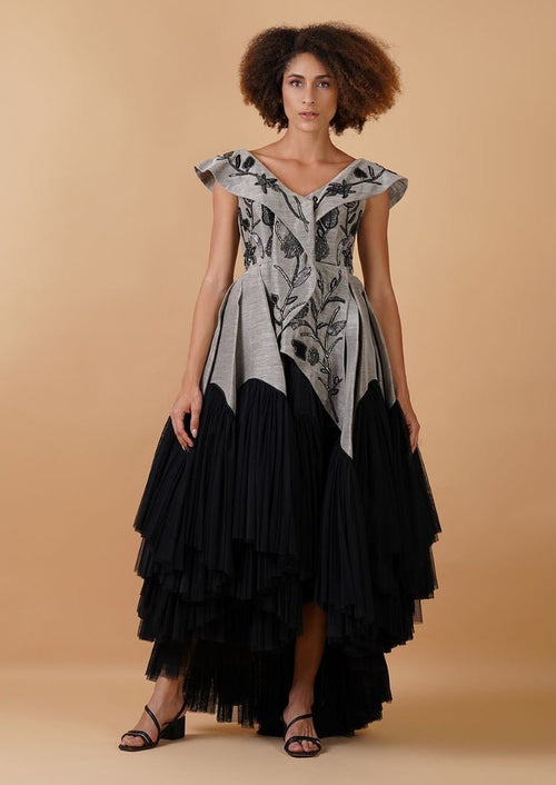 Featured here is a gorgeous high low dress made in chanderi and net - samantchauhan Apparel & Accessories