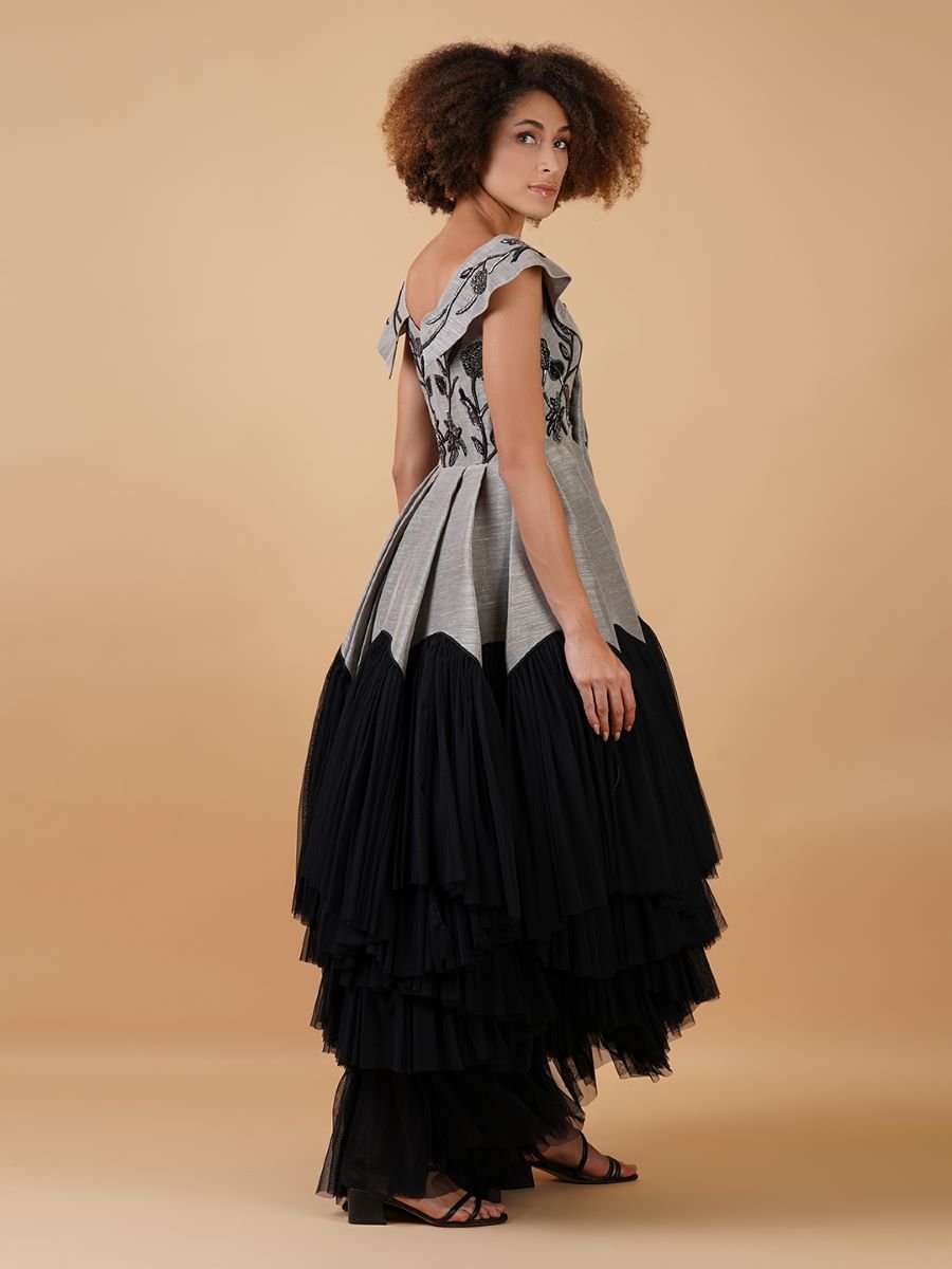 Featured here is a gorgeous high low dress made in chanderi and net - samantchauhan Apparel & Accessories