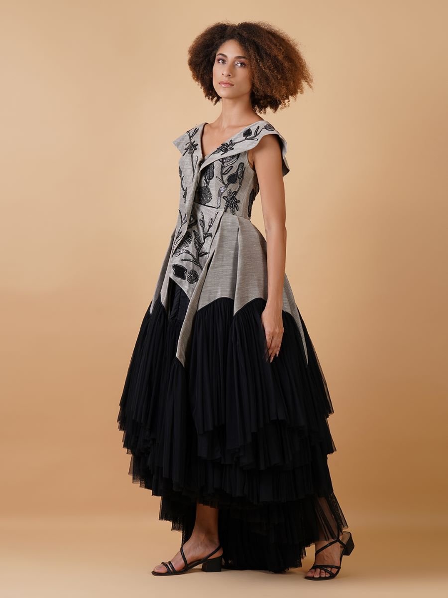 Featured here is a gorgeous high low dress made in chanderi and net - samantchauhan Apparel & Accessories