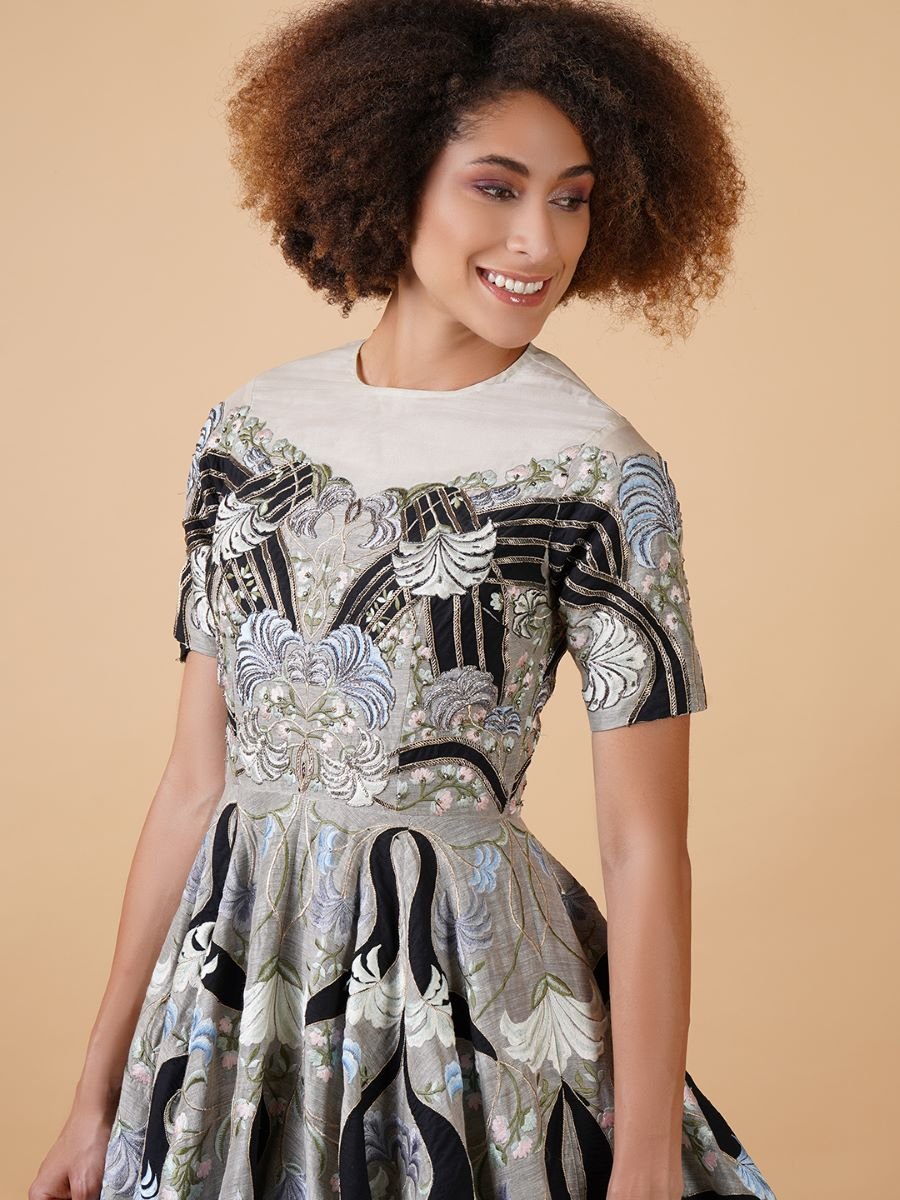 Featured here is a high - neck fit, A - line floor length gown - samantchauhan Apparel & Accessories