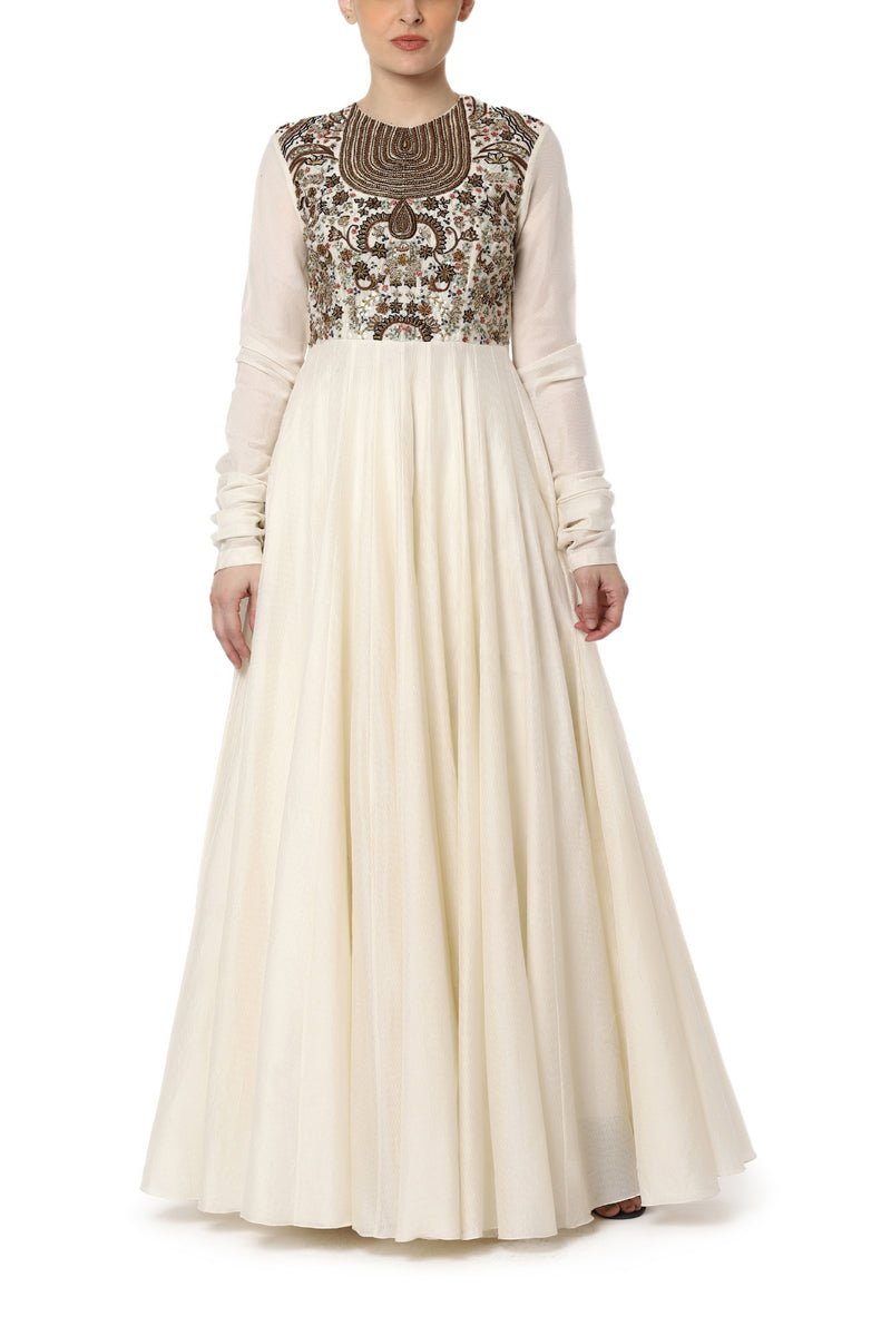 Fit and Flare Dress with Embroidered Neck - samantchauhan