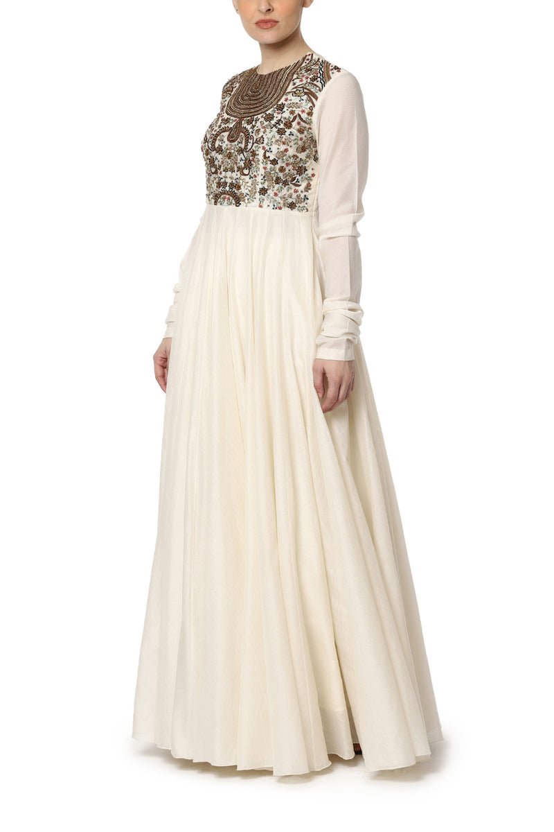 Fit and Flare Dress with Embroidered Neck - samantchauhan