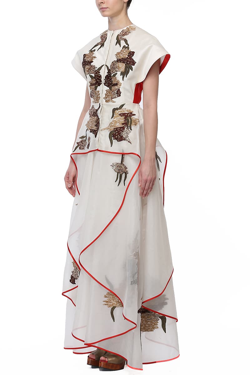 Fit & flare Asymmetric Embroidered Gown - samantchauhan