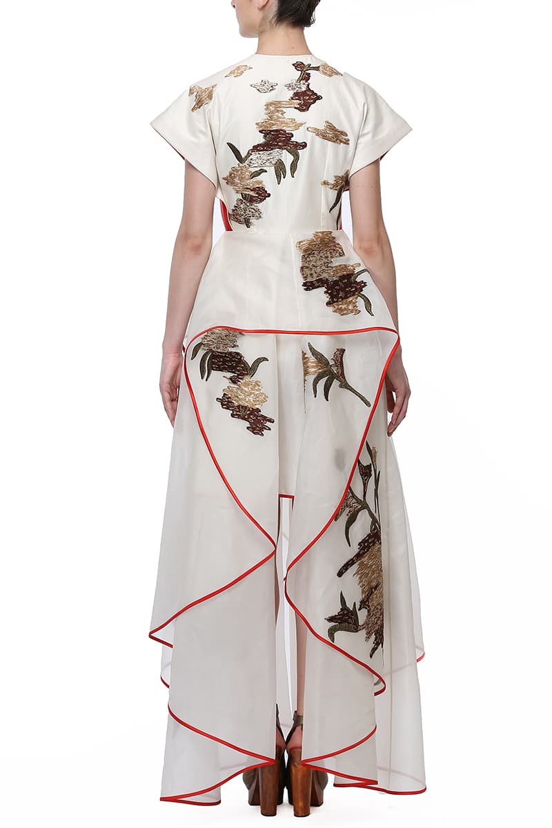 Fit & flare Asymmetric Embroidered Gown - samantchauhan